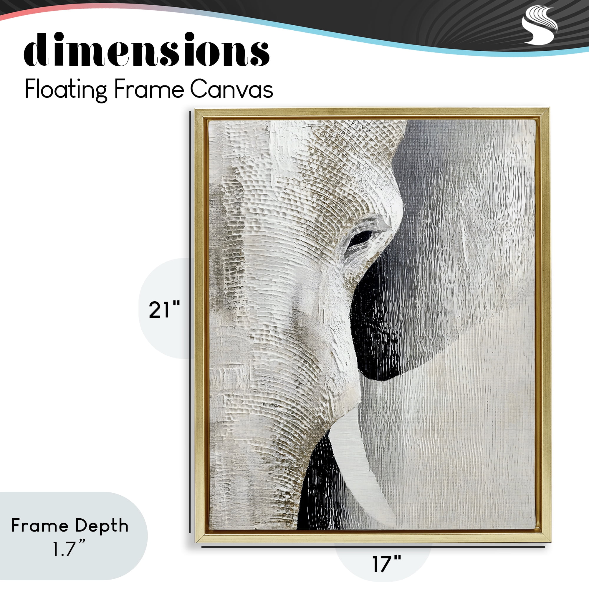 Stupell Industries Faux Textured Elephant Gold Framed Floater Canvas Wall Art, design by LSR Design Studio