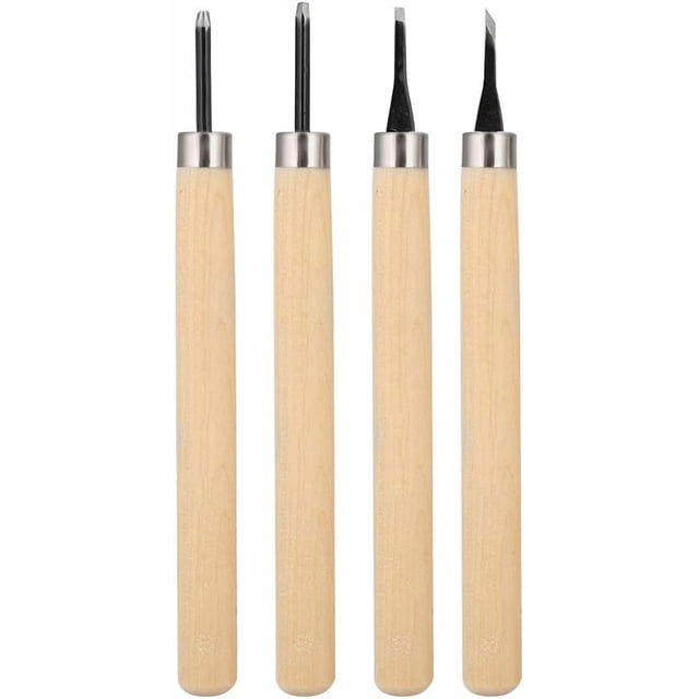 Wood Carving Knife Tool Set Rubber Carving Tool 4PCS Beginners Manual Sharpener Rubber Stamp Carving Tools Set for Chisel DIY Woodworking Carving (#1) Carving Tools for Printmaking Carving Tools