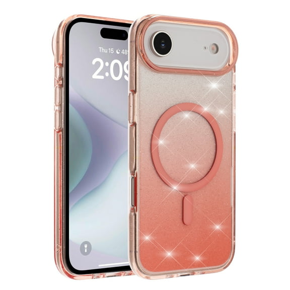 For iPhone 17 Air Phone Case, Slim-Fit Magnetic Charging Glitter Phone Case for iPhone 17 Air Pink