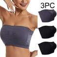 thumbnail image 2 of snilers 3PC Bandeau Bra for Women Strapless No Underwire Comfy Push Up Bras Convertible Seamless Bra Breathable Wireless Bras, 2 of 3