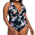 thumbnail image 1 of DPTALR Maillot de Bain une Pièce Tankini à Col en V Imprimé pour Femmes Grande Taille, 1 of 7