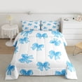 thumbnail image 2 of Castle Fairy Cartoon Blue Bow Queen Comforter Set,Ribbon Bowknot Bedding Comforter Set, 2 of 8