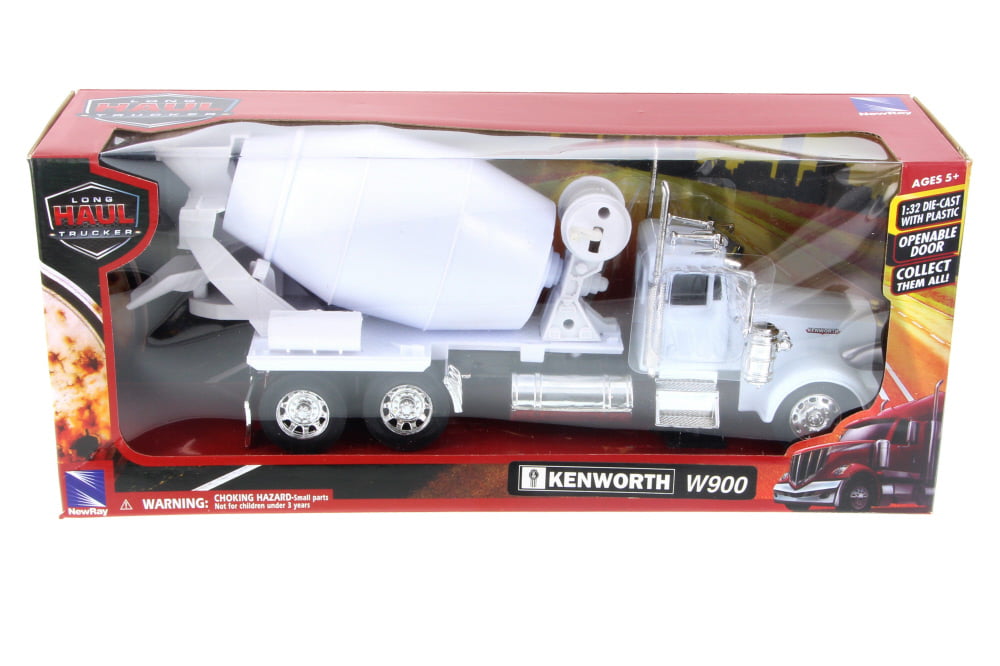 Kenworth W900 Cement Mixer Truck White 1/32 Diecast Model by New Ray 