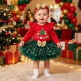thumbnail image 2 of Baby Girl Christmas Outfit Long Sleeve Ruffle Princess Tutu Dress Headband Christmas Tutu Dress Outfit Long Sleeve Ribbed Ruffle Glitter Tulle Princess Dress Christmas Outfits, 2 of 7