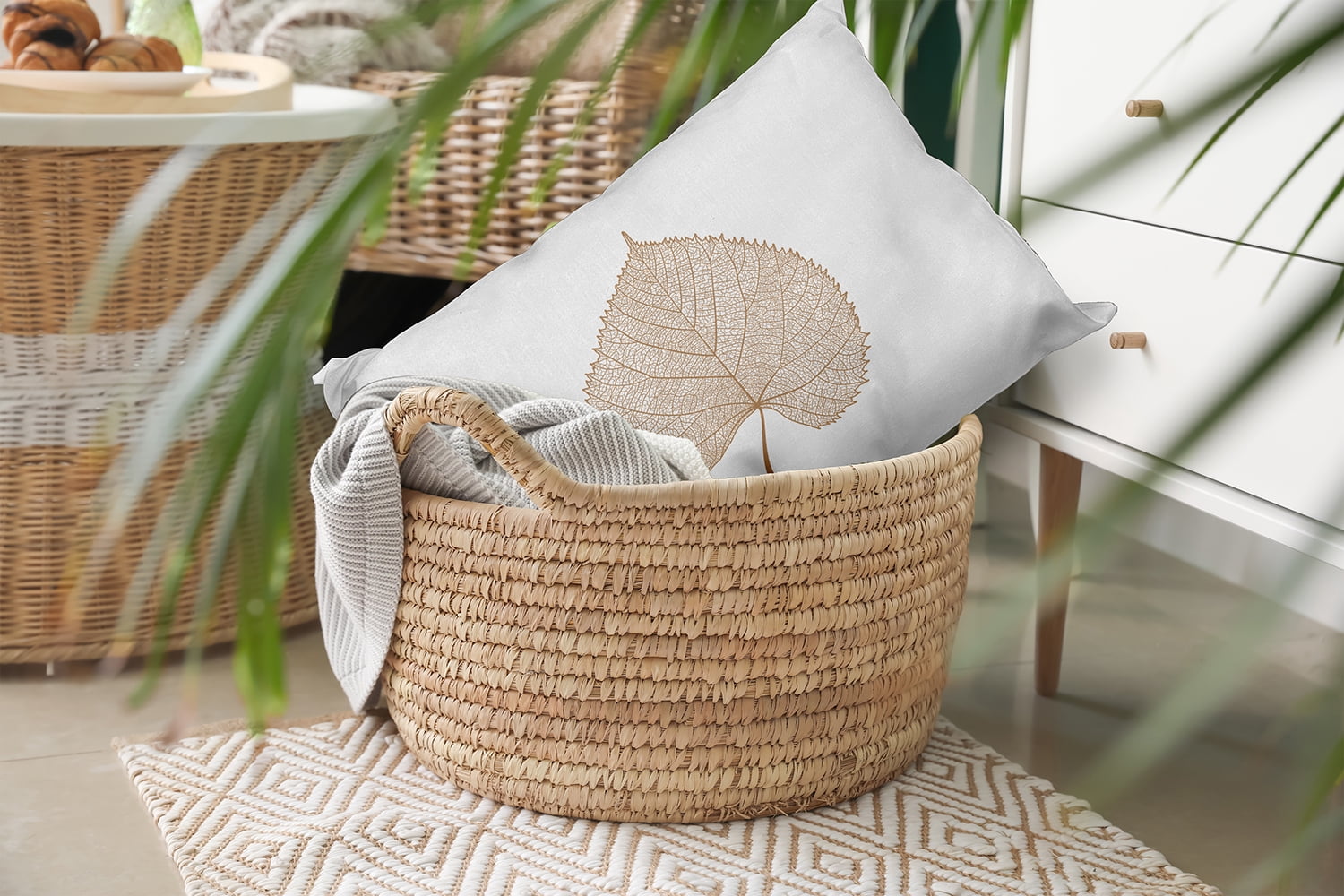 20" x 14" Simply Daisy Leaf Study Polyester Accent Pillow, Caramel Qty 1