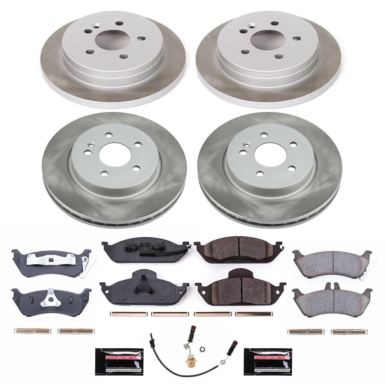 PowerStop Front and Rear Semi-Coated Rotor and Low-Dust Ceramic Brake Pad Kit SC2833
