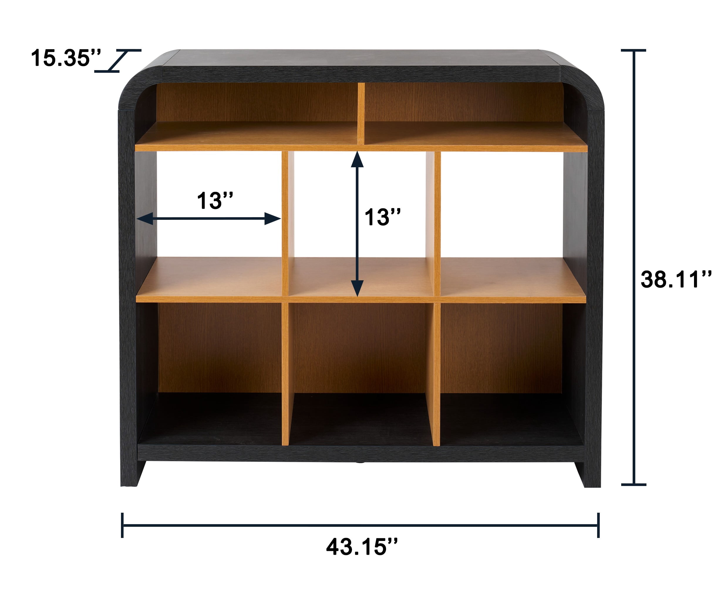 Better Homes & Gardens Juliet 6 Cube Storage Organizer, Light Honey & Black Finish