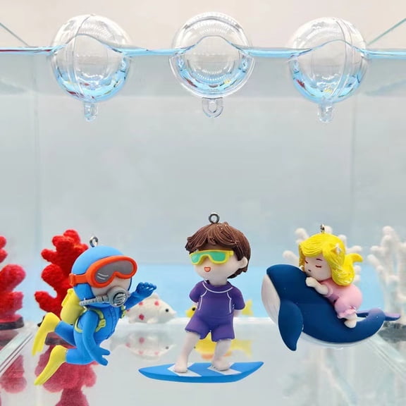 Xioeram Floating Fish Tank Decorations| Cute Little Diver, Surfer boy, Whale-Riding Girl for Aquarium Decorations、Desktop Ornaments、Car Decorating| Fish Tank Accessories Decorations