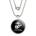 thumbnail image 1 of Once a Marine Always a Marine USMC Black White Officially Licensed 1" Pendant with Sterling Silver Plated Chain, 1 of 4