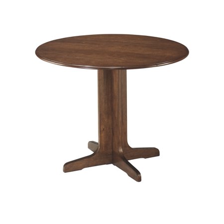 Signature Design By Ashley - Stuman Round Drop Leaf Table - Contemporary Style - Medium Brown