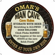 OMAR'S Man Cave Rules 12" Round Metal Sign Garage Bar Decor 200120010098