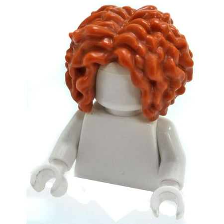 LEGO Dark Orange Very Curly Hair, Parted in the Middle Loose Hair