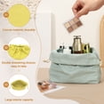 thumbnail image 3 of Uxcell 2 Pcs Bolsa de Maquillaje con Cuerda, Bolsa Cosmética de Lona de 4.7" para Mujeres, Organizador de Artículos de Tocador para Viajes, Color Amarillo, 3 of 7