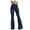 Blue, variant on Homenesgenics Summer Pajama Pants for Women Black Fashion Ladys High Waisted Lacing Stretch Wide Leg Jeans Bell-Bottomed Pants