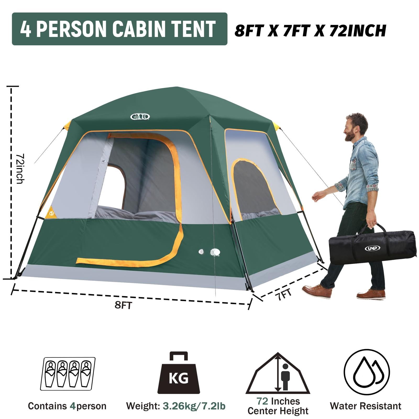 2/4/6/8 Person Tent  Portable Cabin Camping 4-person Easy Set Up Waterproof With Top Rainfly For Outdoor Camping/hiking
