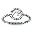 thumbnail image 1 of Nautical Rope Twist Wave Ring .925 Sterling Silver Band Jewelry Female Male Unisex Size 5, 1 of 4