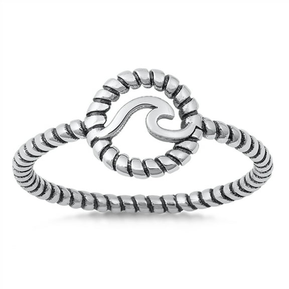 Nautical Rope Twist Wave Ring .925 Sterling Silver Band Jewelry Female Male Unisex Size 6