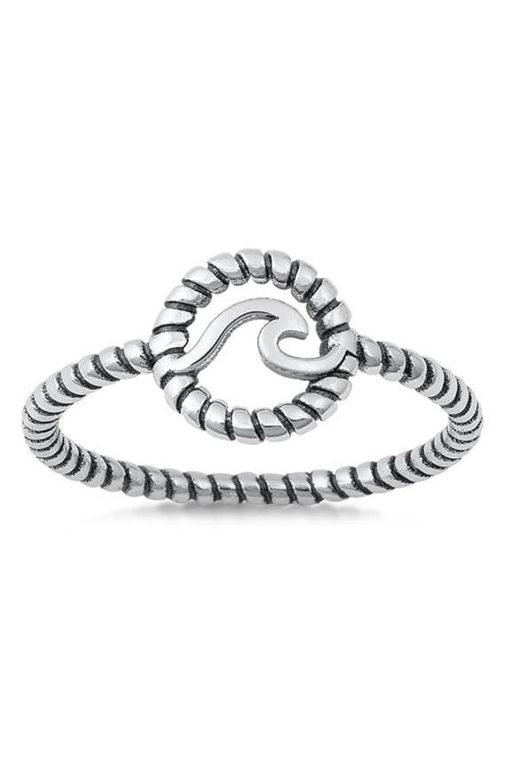 Nautical Rope Twist Wave Ring .925 Sterling Silver Band Jewelry Female Male Unisex Size 9