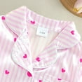 thumbnail image 6 of Toddler Silk Pajamas Valentines Day Pajama Heart Feather Trim Button down Long Sleeve Jumpsuit Loungewear Infant Girl Sleepers 18-24 Months, 6 of 8