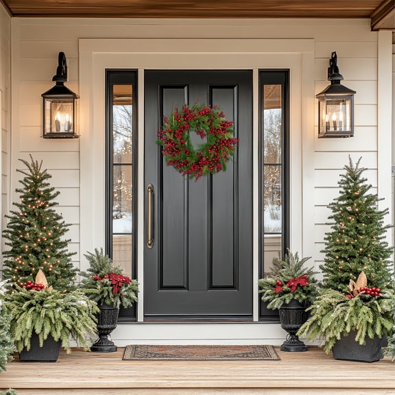 Northlight Cedar, Pine and Red Berries Artificial Christmas Wreath - 28" - Unlit