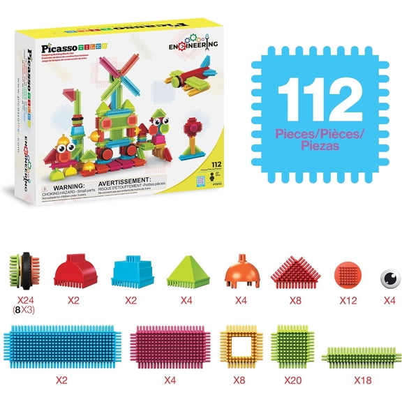Picasso Tiles - Hedgehog 3-D Building Blocks: 112 Piece Set