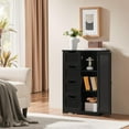 thumbnail image 3 of Wooden Bathroom Floor/Side Storage Organizer Cabinet with 4 Drawers and 1 Cupboard, Freestanding Entryway Storage Unit Console Table for Home Decor, 3 of 18