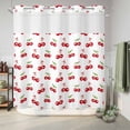 thumbnail image 6 of No Hook Shower Curtain with Built-in Rings - Red Vintage Cherry Washable Waterproof Fabric Bathroom Curtains for Hotel,Rentals, 66 X 72 Inch Long , Watercolor Fruit Pattern White Green, 6 of 9