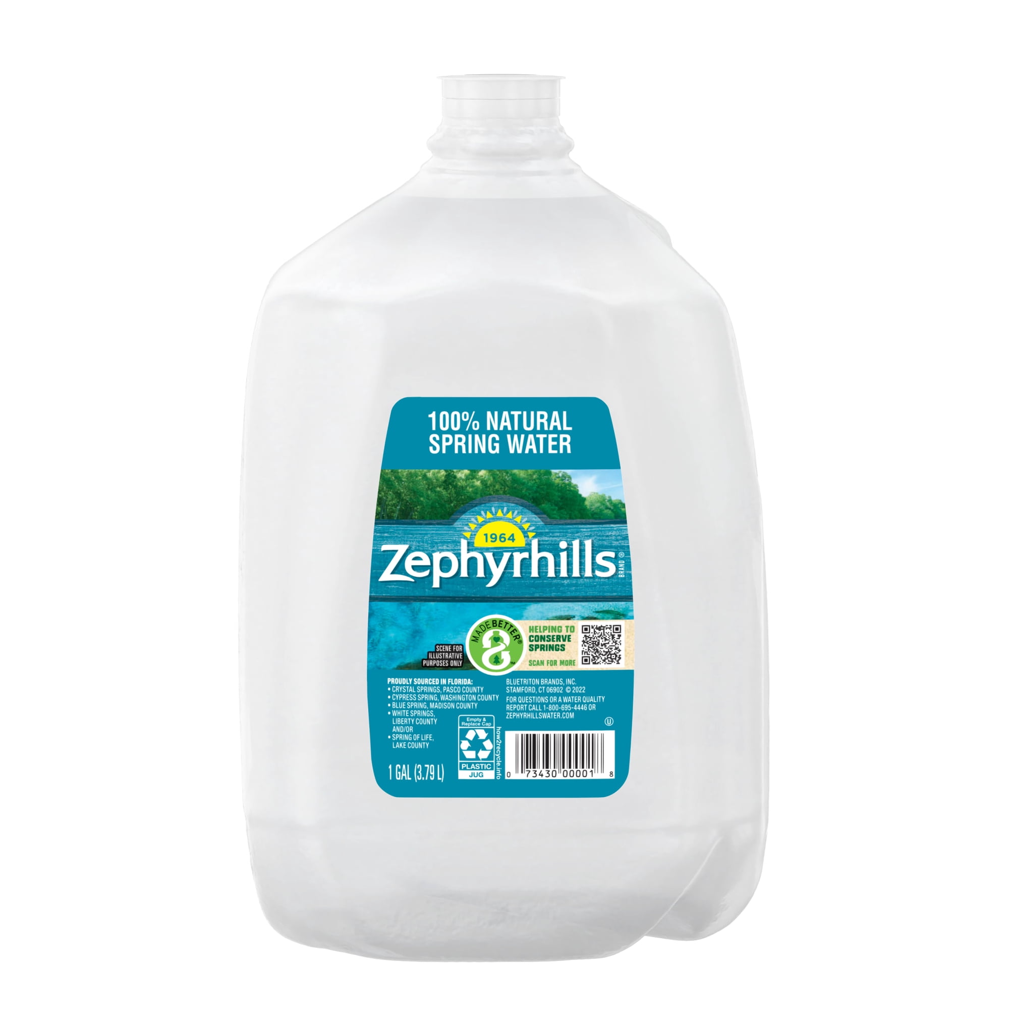 Zephyrhills Florida Spring Water, 1 gal, Single Plastic Jug