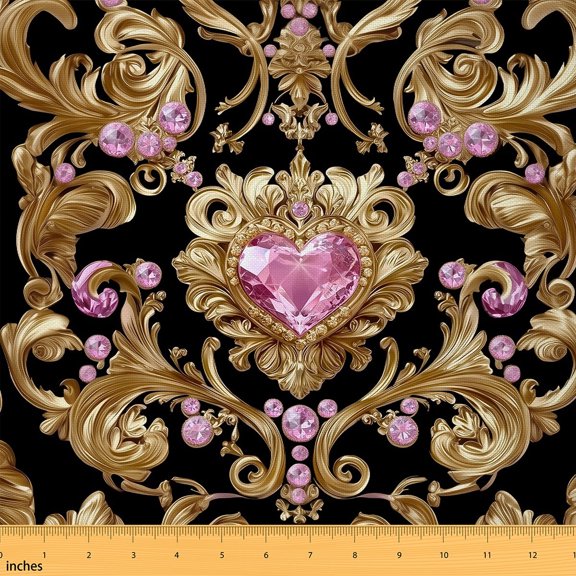 Feelyou Bohemian Damask Fabric by the Yard 2 Yards, Mandala Floral Room Decor Fabric by the Yard, Western Baroque Style Fabric for Sewing, Super Cozy Room Decor