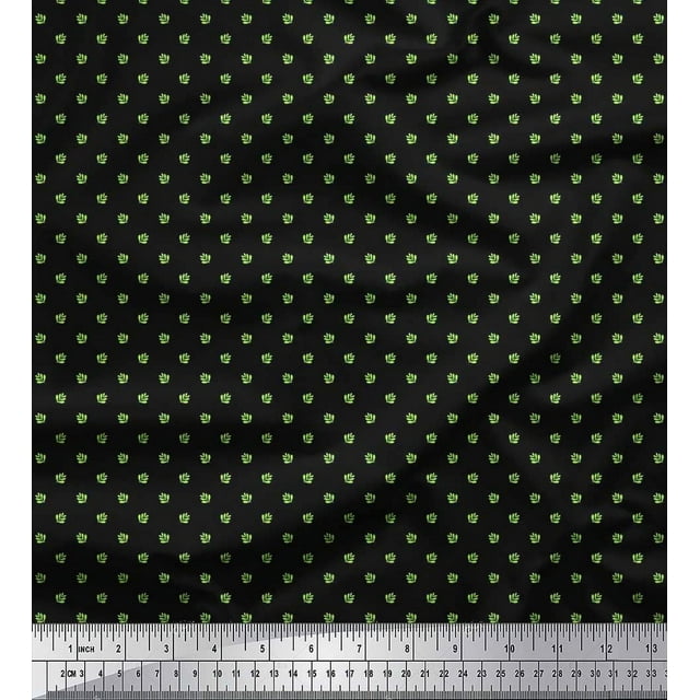 Soimoi Crepe Silk Fabric Artistic Leaves Decor Fabric Printed Yard 42 Inch Wide