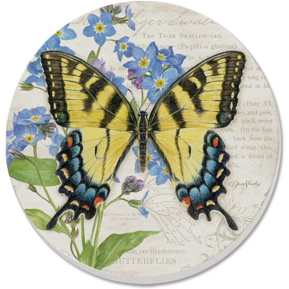 Absorbent Stone Beverage Coasters - Set of 4 - Tiger Swallowtail