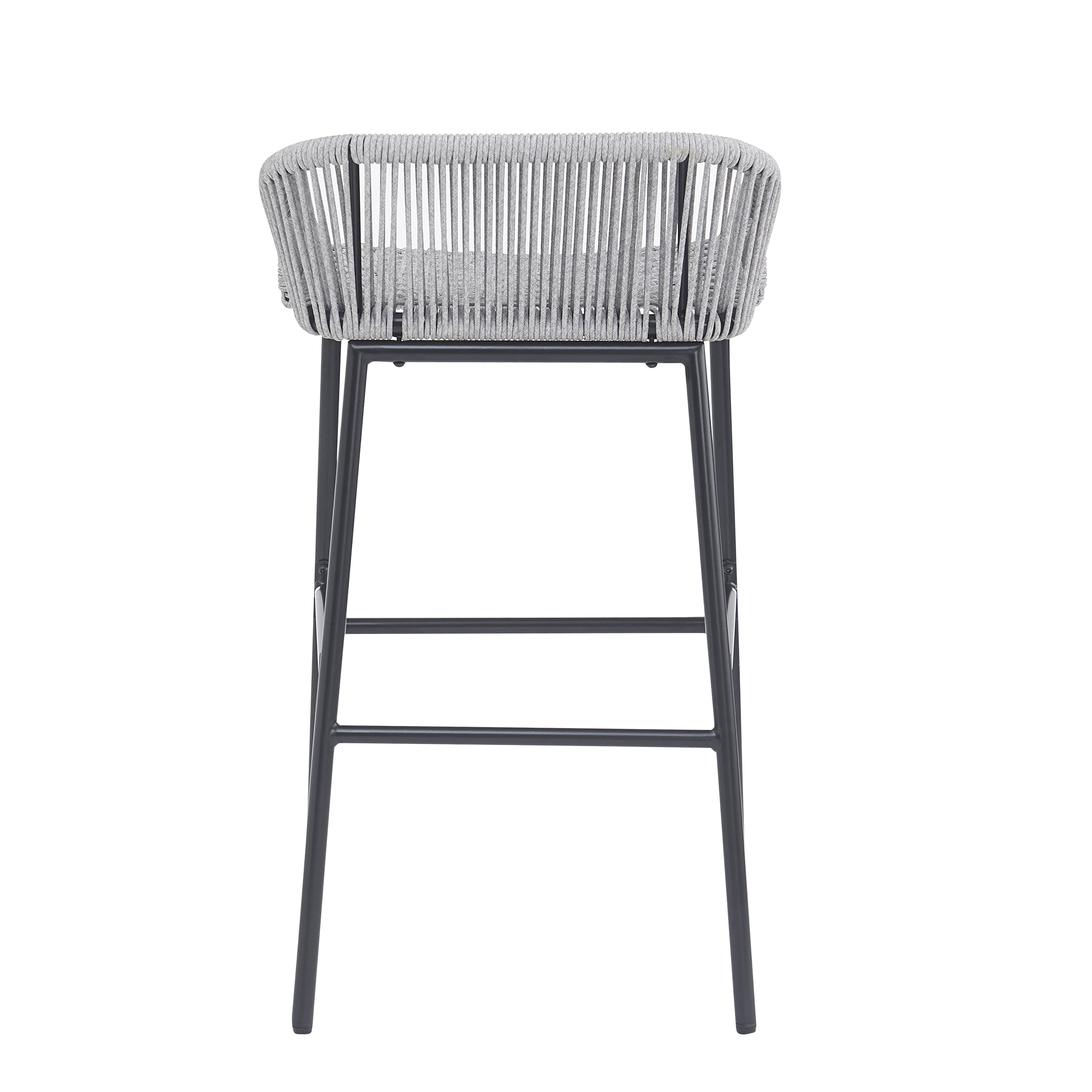 Outdoor Rope Bar Stools Set of 2 for Patio Bar Counter, Light Gray