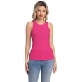 thumbnail image 7 of Women's High Neck Ribbed Tank Top 2-Pack Sleeveless Racerback Slim Fit Summer Casual Black/Hotpink Shirts, 7 of 7