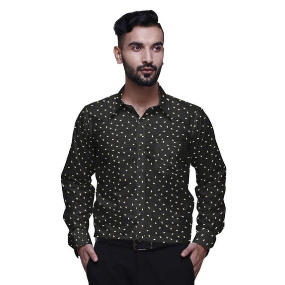BESTMAN Cotton Formal Shirts For Men Slim Fit Printed Full Sleeve Shirts For Men