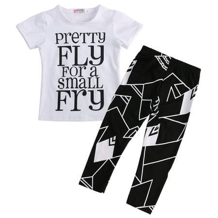 

Summer 2Pcs Toddler Baby Boys Short Sleeve Letter Prited T-Shirt Tops+Trousers Clothes Outfits Age for 2-7 Years