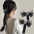 thumbnail image 4 of Tocado de lazo para niña, bonito accesorio de goma para el pelo, estilo moderno, decoración para el pelo, fácil de usar, plegable y portátil, material de goma, para dormitorio., 4 of 6
