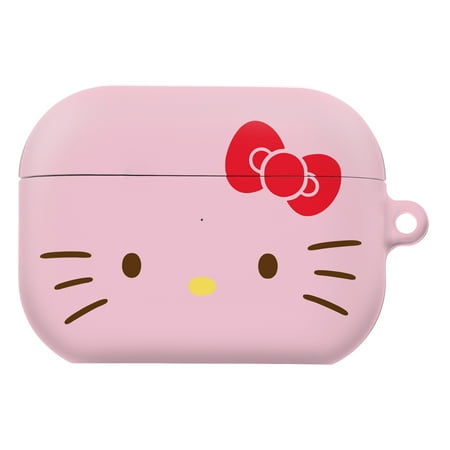 Sanrio AirPods Pro Case Key Ring Keychain Key Holder Hard PC Shell Strap Hole Cover - Face Hello Kitty Pink