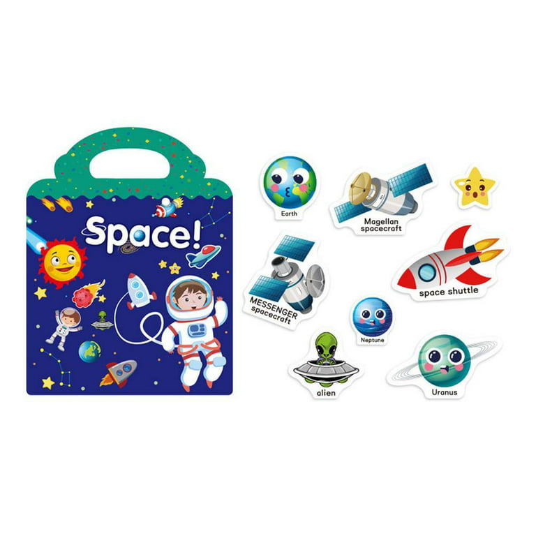 Aulock 5 Sets Reusable Sticker Books for Kids- My Body, Zoo, Vehicles, Space, Ocean Animals Cute Static & Adhesive Stickers Book for Toddlers Age 3-4