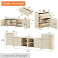 thumbnail image 3 of WAMPAT 3-in-1 TV Stand with Cabinets and Drawers, Modern Wood Entertainment Center Media Console for 75+ inch TVs, Light Oak, 3 of 8