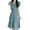 Blue, variant on ZANZEA Polyester Short Sleeve V-Neck With Back Zipper Mid-Calf Length Dresses Womens