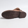 thumbnail image 5 of PiGOGI Women's Round Toe Short Boots Belt Buckle Side Zipper Thick Heel Winter for Casual Brown 9, 5 of 9