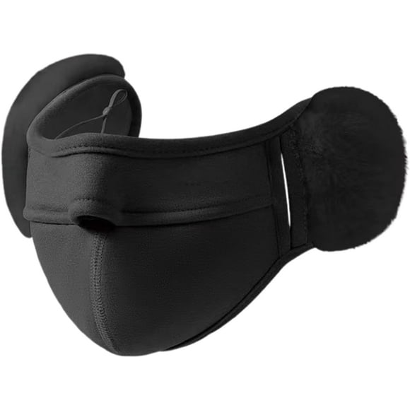 Half Face Mask, 2-in-1 Stretch Cold Proof Riding Mask, Winter Face Masque Warm with Ear Cover, Winter Mask (US, Numeric, 1, Black)
