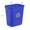 thumbnail image 3 of Rectangular Commercial Office Recycling Wastebasket with Recycle Logo, Easy to Clean, 7 Gallon, Blue, Pack of 2, 3 of 5
