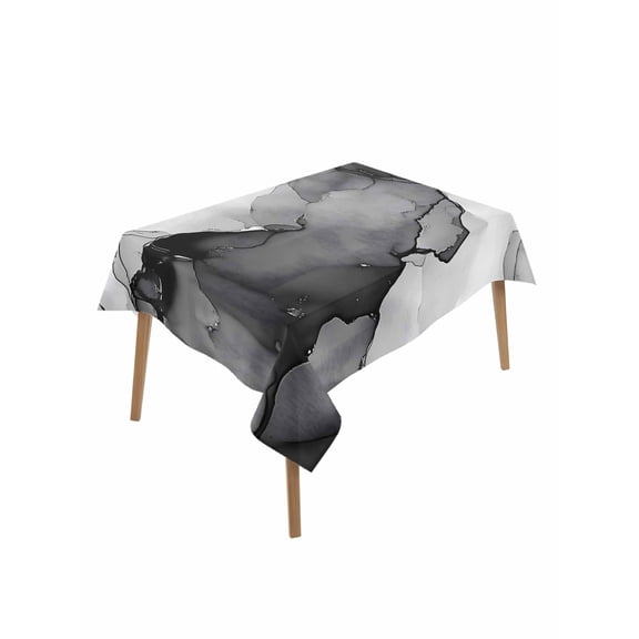 Abstract Ombre Grey Black Marble Table Cloth 52x70 Inch Rectangle, Modern Art Waterproof Tablecloth Washable Table Cover for Party Picnic Dinner Decor