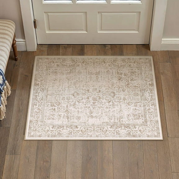 BERTHMEER 2'x3' Small Area Rugs for indoor Entryway Door Entrance Washable Throw Rugs Non skid, Brown