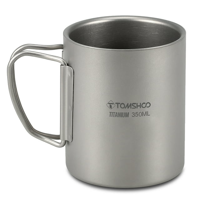 Copa de titanio TOMSHOO 220/350/450 / 600ml taza de agua de titanio de doble pared taza de té de caf Tomshoo Copa de titanio