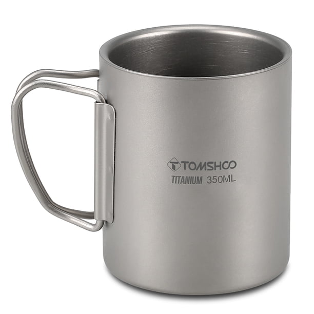 TOMSHOO 220/350/450/600ml taza de agua de titanio de doble pared taza de té y café