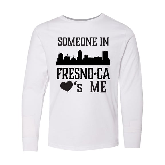 Inktastic Fresno California Someone Loves Me Skyline Long Sleeve Youth T-Shirt