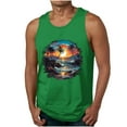 thumbnail image 3 of SGFCWSX Men's Tank Tops Printed Sleeveless Shirts Lightweight Breathable Beachwear for Vacation Casual Wear Green Size M, 3 of 6
