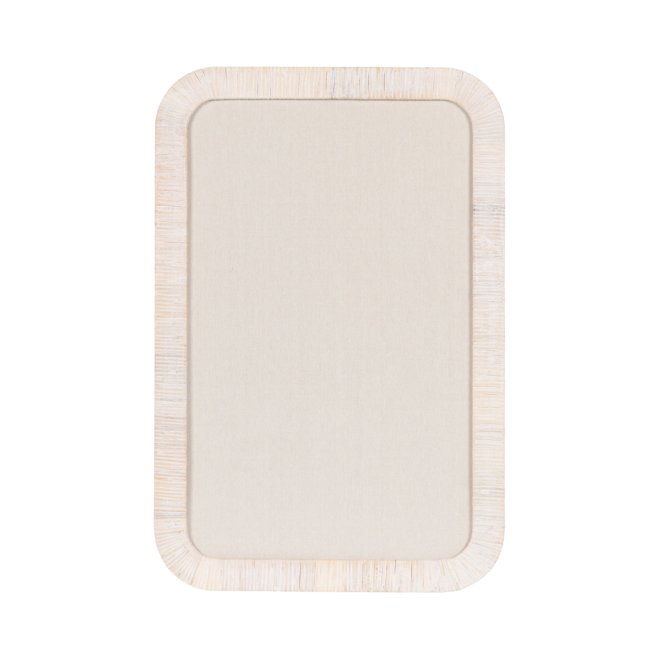 Kate and Laurel Rahfy Modern Rattan Framed Wall Pinboard, 20 x 30, White, Boho Rounded Rectangle Bulletin Board for Use as Dorm Room Decor or Vision Board